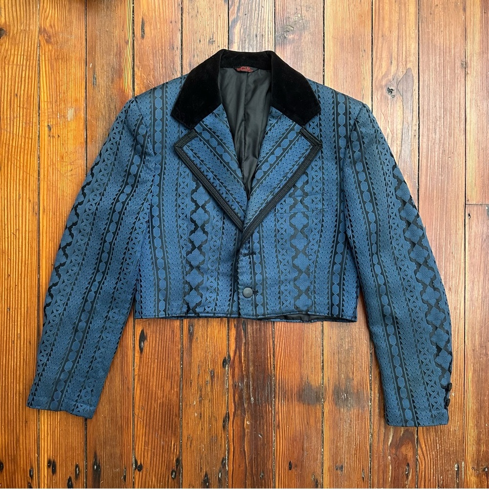 Vintage After Six tailored for Valente’s of Michigan velvet lapel crop jacket Sm